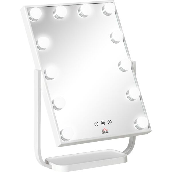 dechome 494v90831 specchio trucco illuminato inclinabile con 12 luci led e luminosità regolabile 32.8lx11x47.4cm - 494v90831