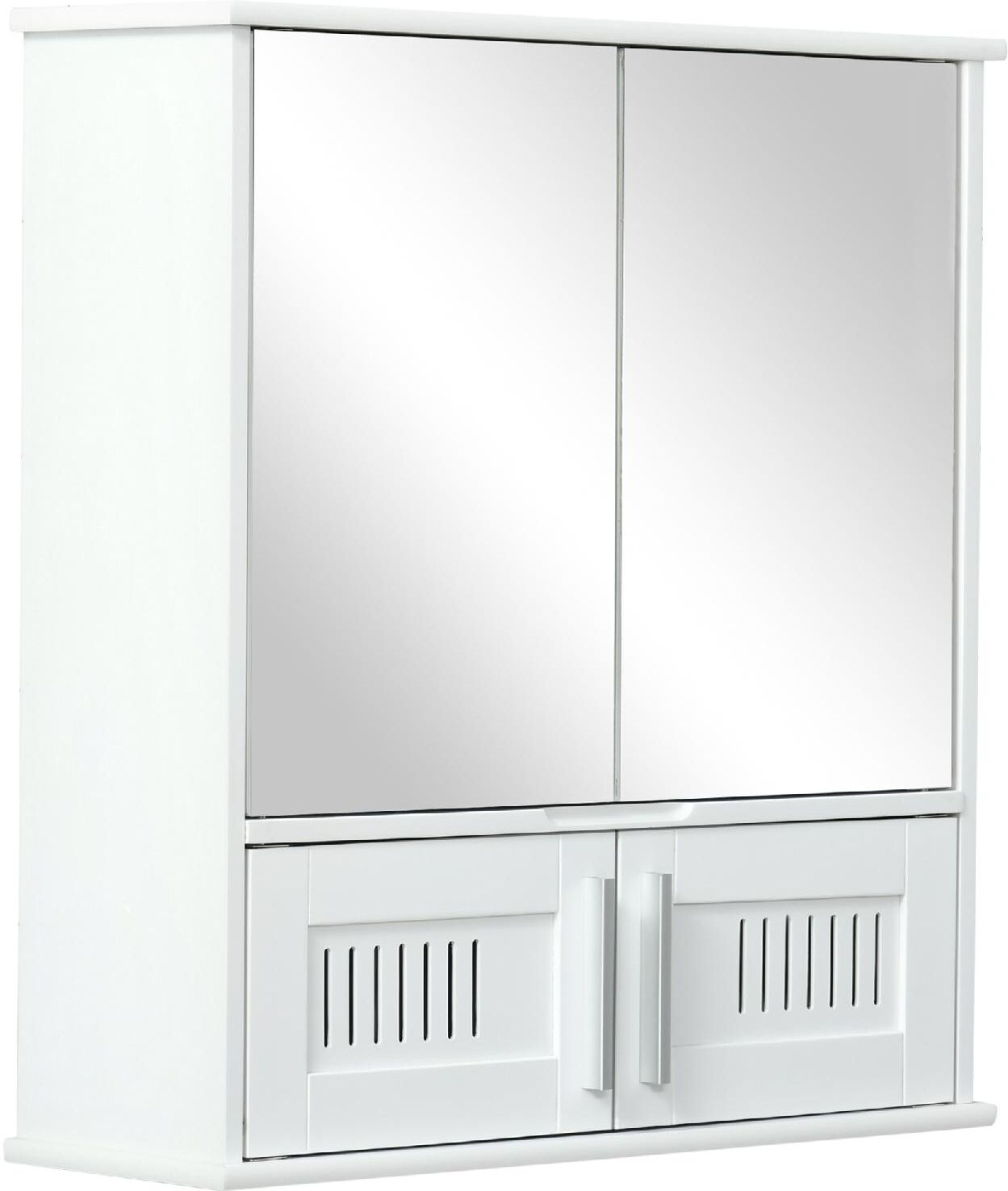 dechome 344wt834 mobiletto bagno pensile con antine a specchio 55x17.5x60cm bianco - 344wt834