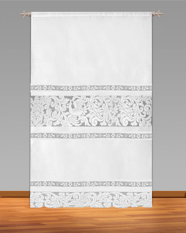 elite ht039 tenda in puro lino 210x300 cm con lavorazione a mano di ricami ed intagli colore bianco - ht039