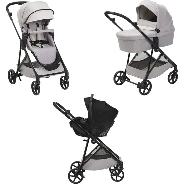 chicco 87097.70/87098.70 seety - passeggino trio leggero modulare da 0-4 anni 0-22 kg, carrozzina reclinabile 3 posizioni e seggiolino auto i-size colore florence beige