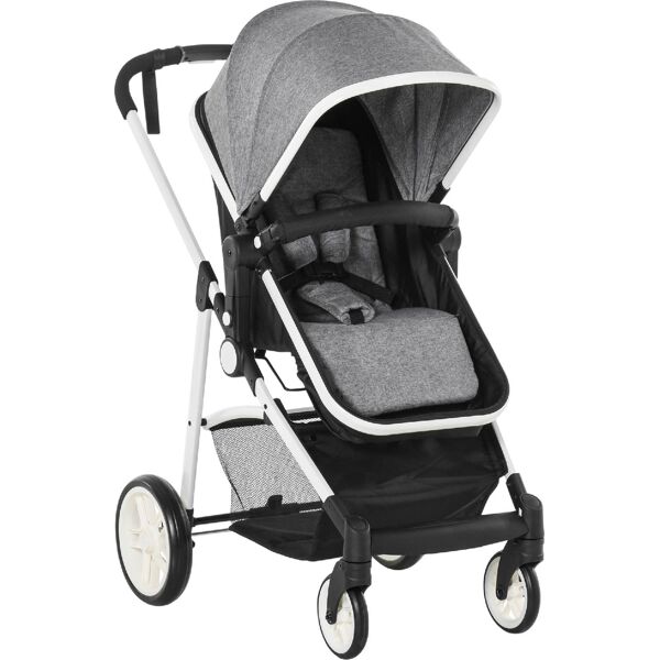 dechome 494dh24 passeggino duo 2 in 1 leggero pieghevole 0-36 mesi / 0-15 kg / carrozzina schienale reclinabile imbracatura di sicurezza a 5 punti colore grigio