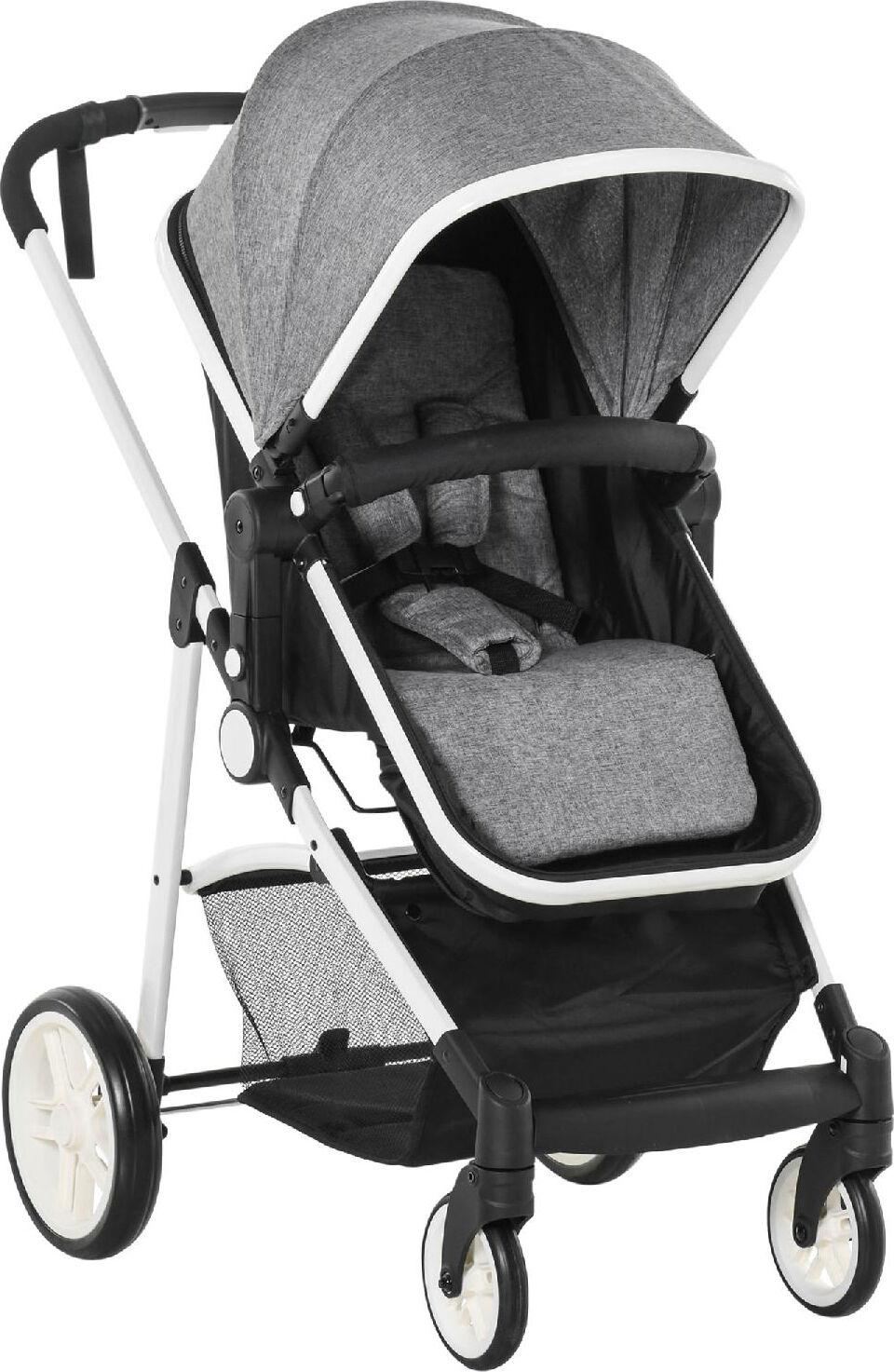 dechome 494dh24 passeggino duo 2 in 1 leggero pieghevole 0-36 mesi / 0-15 kg / carrozzina schienale reclinabile imbracatura di sicurezza a 5 punti colore grigio