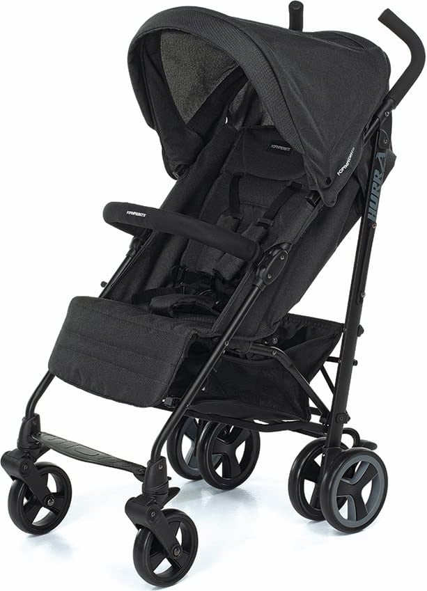 foppapedretti 9700345821 hurrà - passeggino leggero pieghevole da 0-3 anni 0-15 kg schienale reclinabile poggiapiedi regolabile parasole e tasca portaoggetti inclusi colore nero