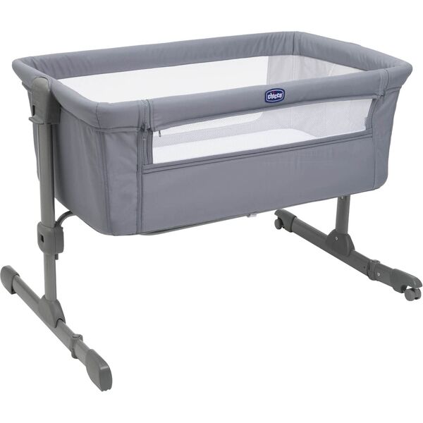 chicco 0808704257000 next to me essential lettino culla neonato da campeggio, viaggio, portatile fianco letto per co-sleeping con materasso, altezza regolabile, inclinabile fino a 9 kg colore stone