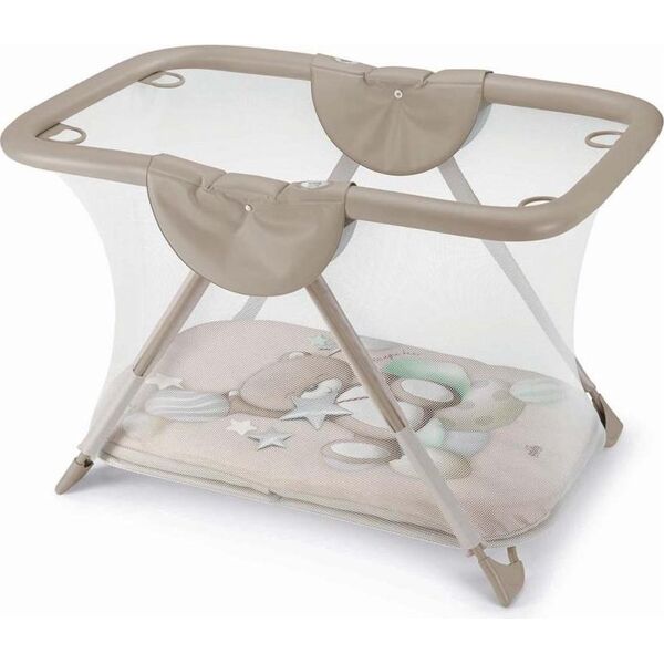 cam b122 c261 box per bambini 0-15 kg neonato recinto richiudibile con rete e protezioni imbottite 125x83x77,5 cm colore beige fantasia orso