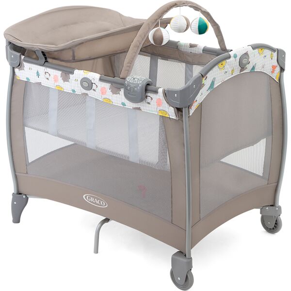 graco 9d898btleu lettino culla neonato da campeggio, viaggio, portatile con ruote + accessori e borsa colore bear tales - countour electra