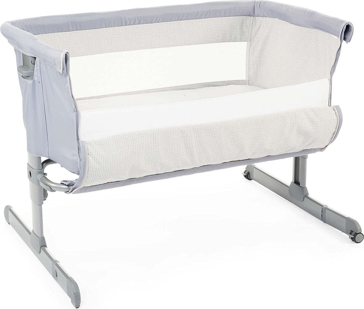 chicco 07079889470000 next to me lettino culla neonato da campeggio, viaggio, portatile fianco letto per co-sleeping con materasso, fino a 9 kg colore grigio chiaro