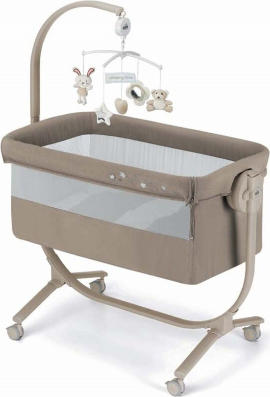 925-t164 lettino culla neonato da campeggio, viaggio, portatile fianco letto per co-sleeping altezza regolabile, dondolo colore tortora cullami