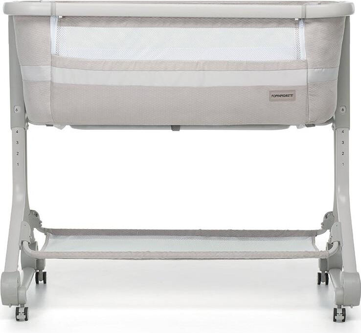 foppapedretti 9702004602 lettino culla neonato da campeggio, viaggio, portatile fianco letto per co-sleeping con materasso, altezza regolabile, inclinabile, colore greige mybebè