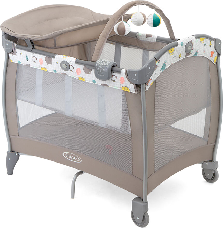 graco 9d898btleu lettino culla neonato da campeggio, viaggio, portatile con ruote + accessori e borsa colore bear tales - countour electra