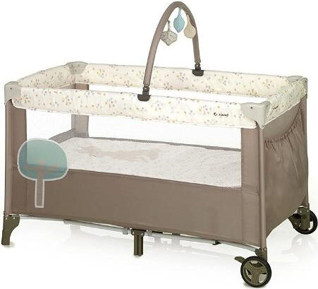 jane 6832 u65 lettino culla neonato da campeggio, viaggio, portatile con materasso 0-3 anni colore avana duo level