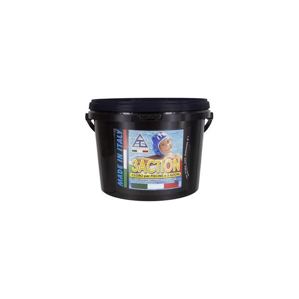 chemical 3 action 5kg cloro per piscine in pasticche pastiglie multifunzione antialghe flocculante 200 gr confezione 5 kg - 3 action