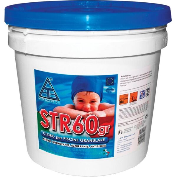 chemical str60gr 25 cloro per piscine in polvere granulare multifunzione igienizzante azzurrante antialghe confezione 25 kg - str60gr