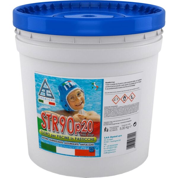 chemical str90 p20/5 pastiglie cloro piscine confezione da 5 kg - str90 p20/5