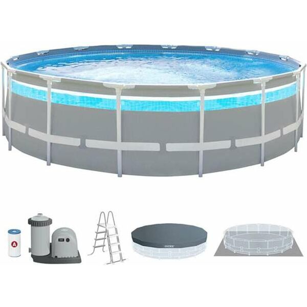 intex 26730 piscina fuori terra con telaio portante piscina esterna da giardino rotonda 488x122 cm con pompa filtro - 26730 prism clearview