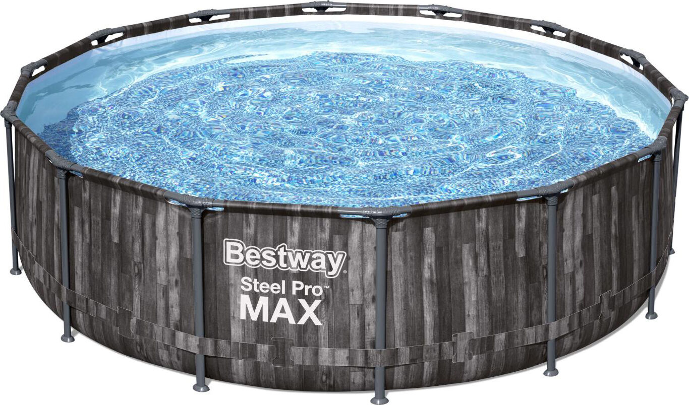 bestway 5614z piscina fuori terra rigida da giardino piscina esterna rotonda Ø 427x107 cm pompa filtro effetto legno - 5614z