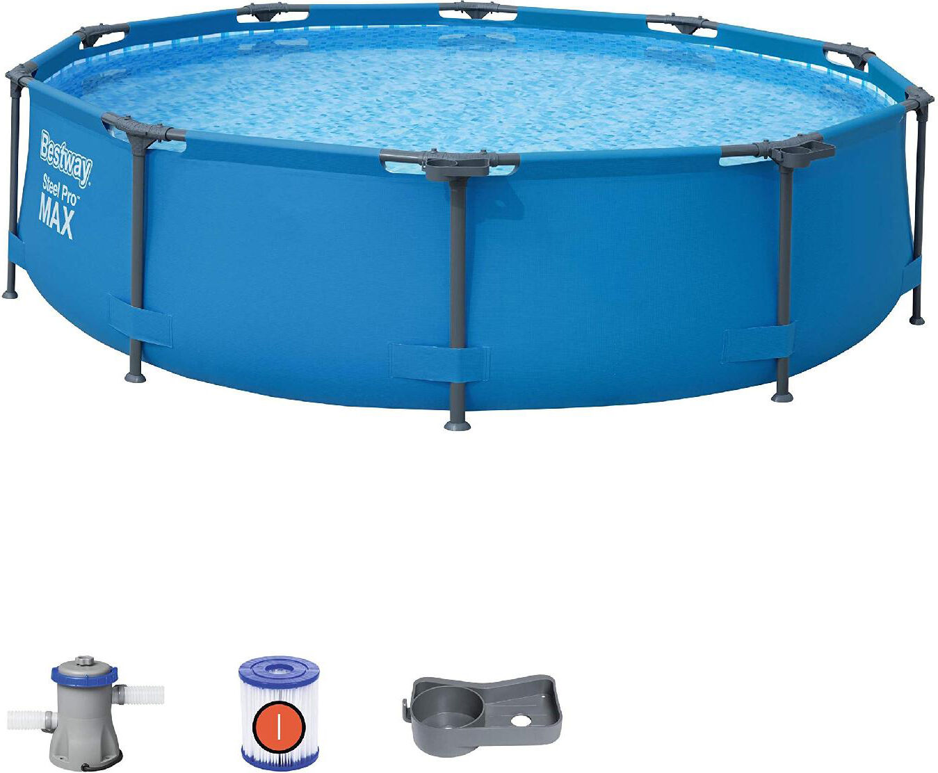 bestway 56408-3 piscina fuori terra autoportante piscina esterna da giardino in pvc rotonda Ø 305 x 76 cm - 56408-3 steel pro max