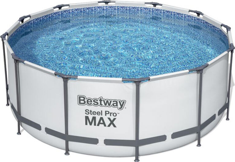 bestway 56420 piscina fuori terra con telaio portante piscina esterna da giardino in pvc triplice strato rotonda Ø 366x122h cm con pompa filtro da 2.006 lt/h - 56420 steel pro max