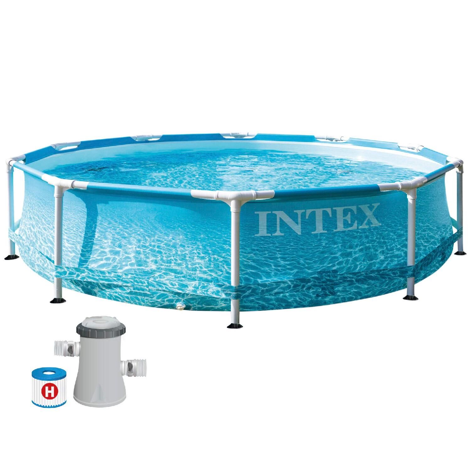 intex 28208 piscina fuori terra con telaio portante piscina esterna da giardino rotonda 305x70cm con pompa filtro - 28208 frame