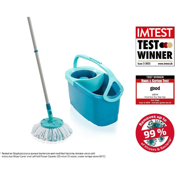 leifheit 52101 clean twist disc mop sistema a mocio e secchio serbatoio singolo blu - 52101