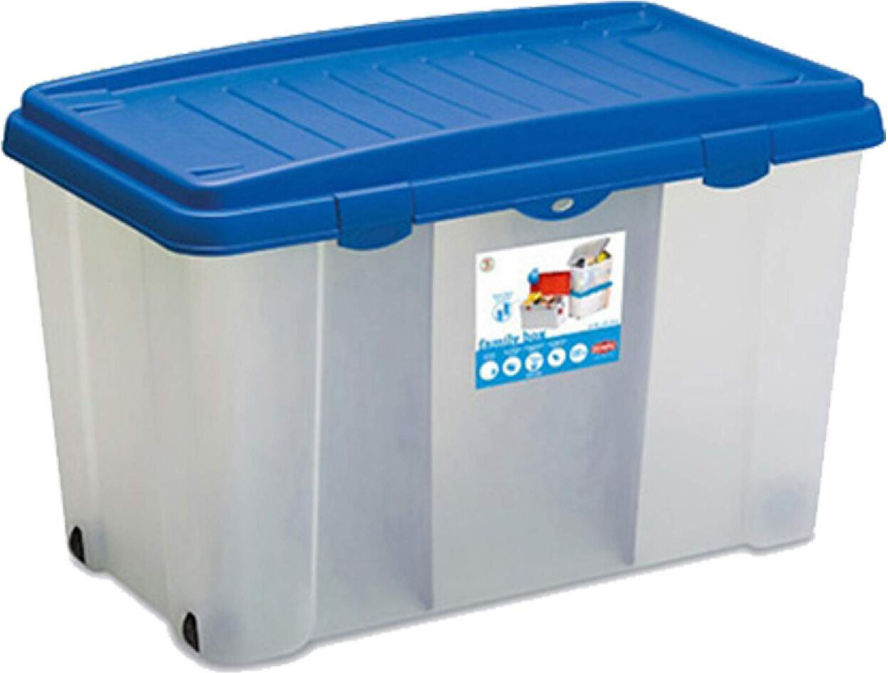 stefanplast sf13400 storage box family trasparente con coperchio blu cm 80x47x51h - sf13400