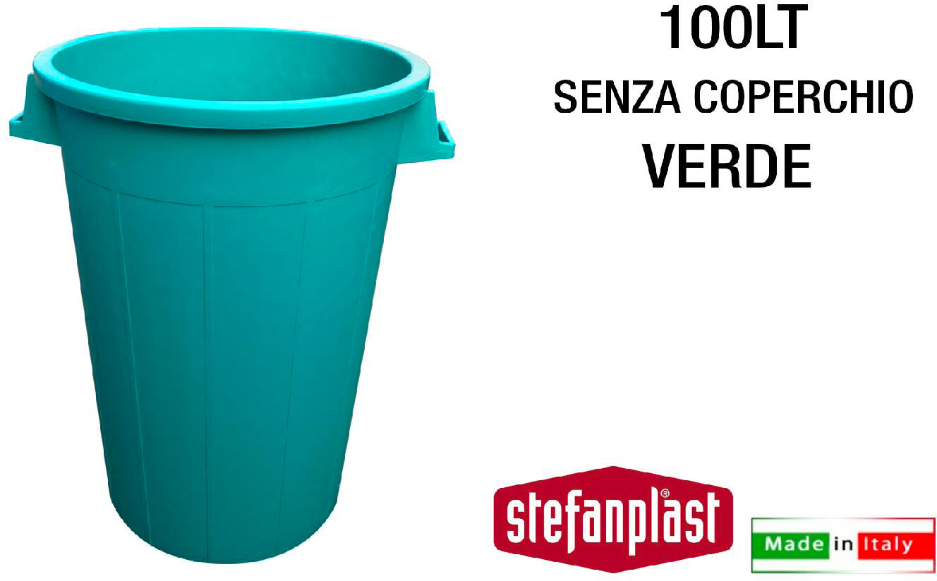 stefanplast sf577 pattumiera bidone rifiuti senza coperchio 100 litri colore verde - sf577