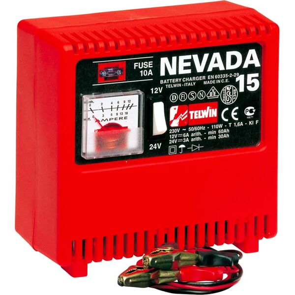 telwin 807026 caricabatterie per auto e moto elettronico monofase 12 v 100 watt - 807026 nevada 15