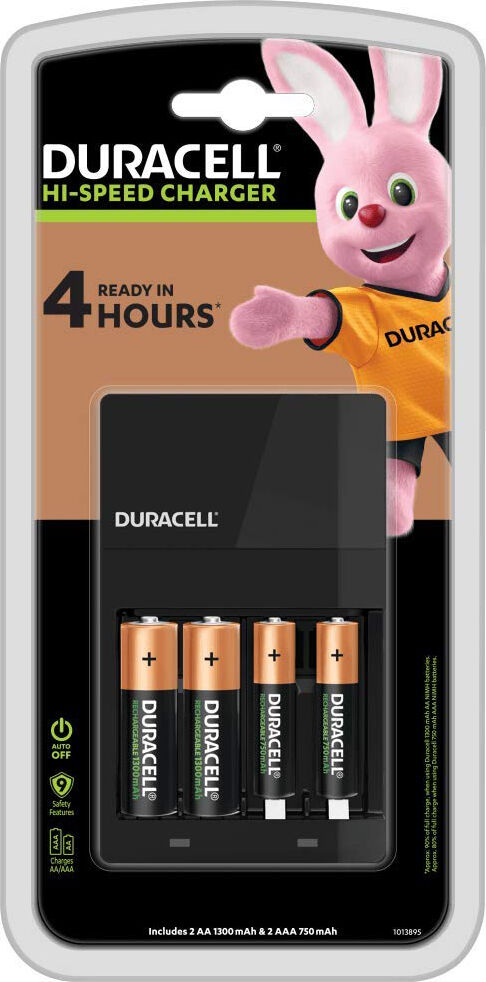 duracell cef14 caricabatterie compatto per 4 pile batterie ricaricabili aa/aaa - cef14