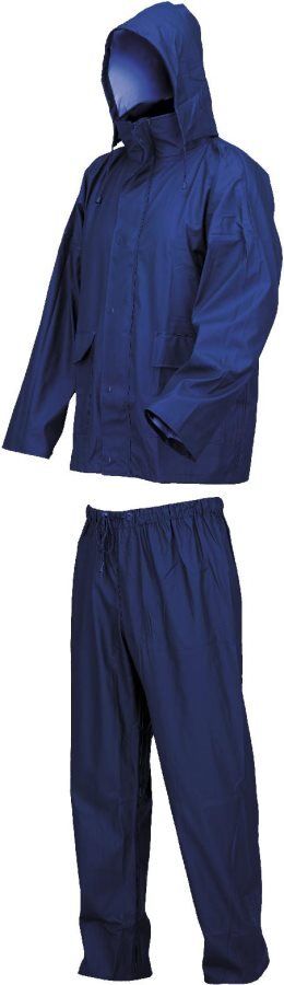 industrial starter 040-l giacca impermeabile traspirante con pantaloni impermeabili completo antipioggia in pvc taglia l colore blu - lluvia - 040-l