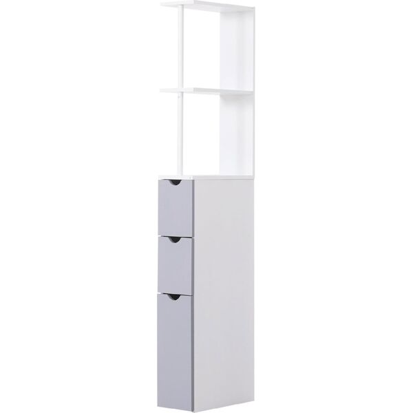 dechome 834114 mobiletto a colonna da bagno salvaspazio in legno bianco 15x33x140 cm - 834114