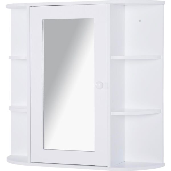 dechome 834d03 mobiletto pensile con specchio e mensole per bagno in legno bianco 66x17x63 cm - 834d03