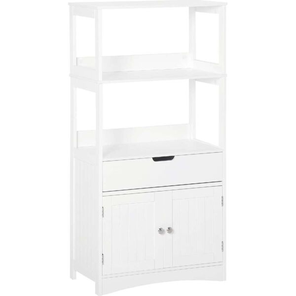 nova deco 309834 mobile bagno con mensole armadietto e cassetto in legno bianco 60x33x122.5cm - 309834