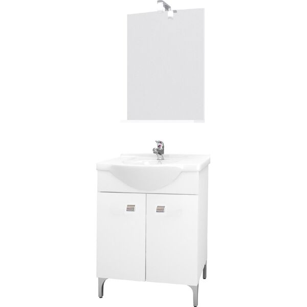 savini due desy55+6602led set mobile sottolavabo 2 ante in legno 58x48x86h cm + specchio 52x12.5x69h cm + lavabo colore bianco - desy