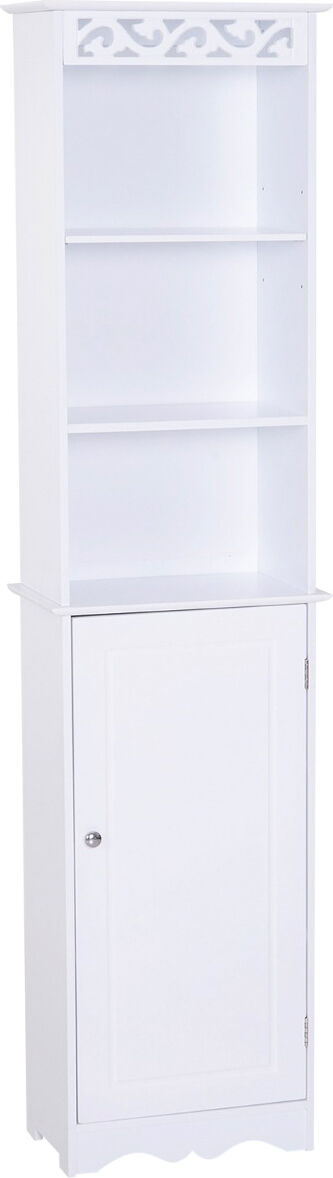 dechome 834158 mobiletto a colonna per bagno in legno con decoro intaglio floreale bianco 40x23x60 cm - 834158