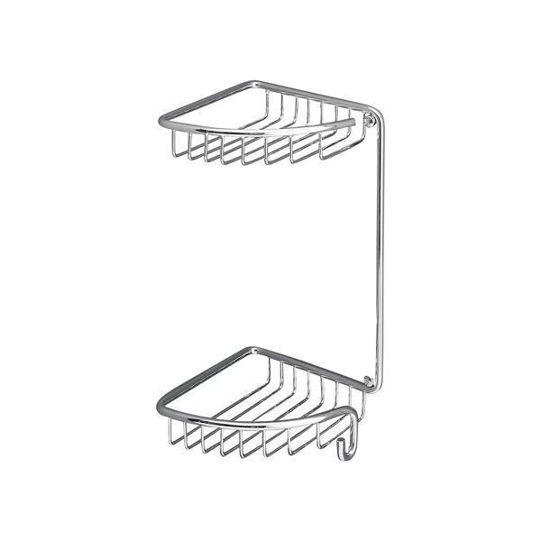 gedy 5681 portaoggetti doccia angolare da parete portasapone bagno 2 mensole colore cromo - 5681