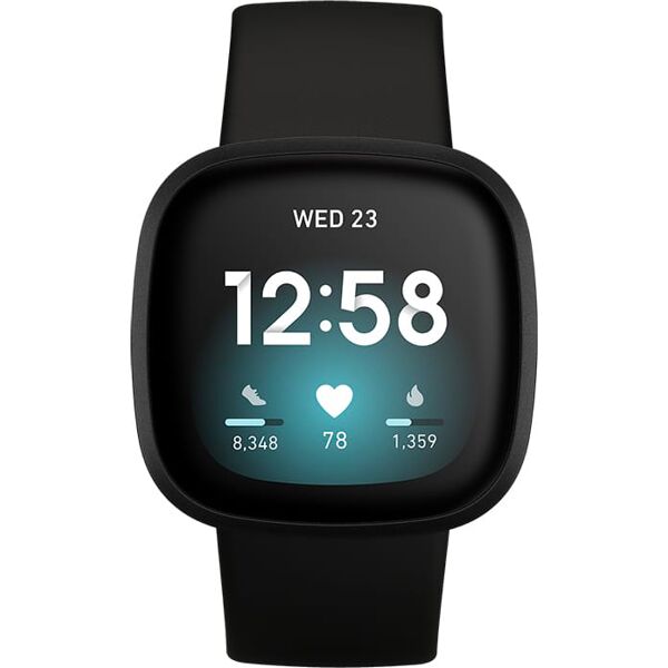 fitbit versa3blk smartwatch orologio fitness cardio bluetooth 5 atm colore nero - versa 3 blk