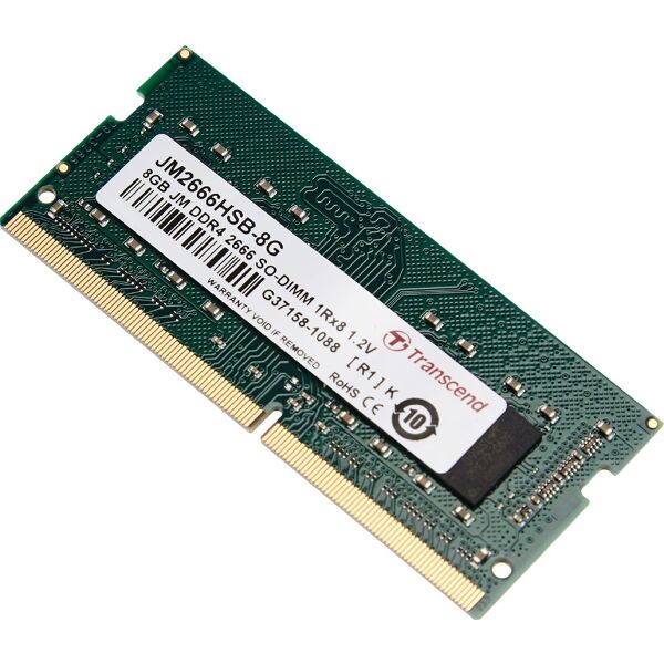 transcend jm2666hsb-8g memoria ram 8 gb tipologia ddr4 velocità 2666 mhz 260 pin so dimm - jm2666hsb-8g