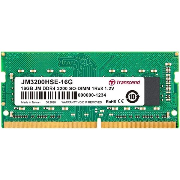 transcend jm3200hse-16g memoria ram 16 gb 1 x 8 gb ddr4 3200 mhz sodimm jm3200hse-16g