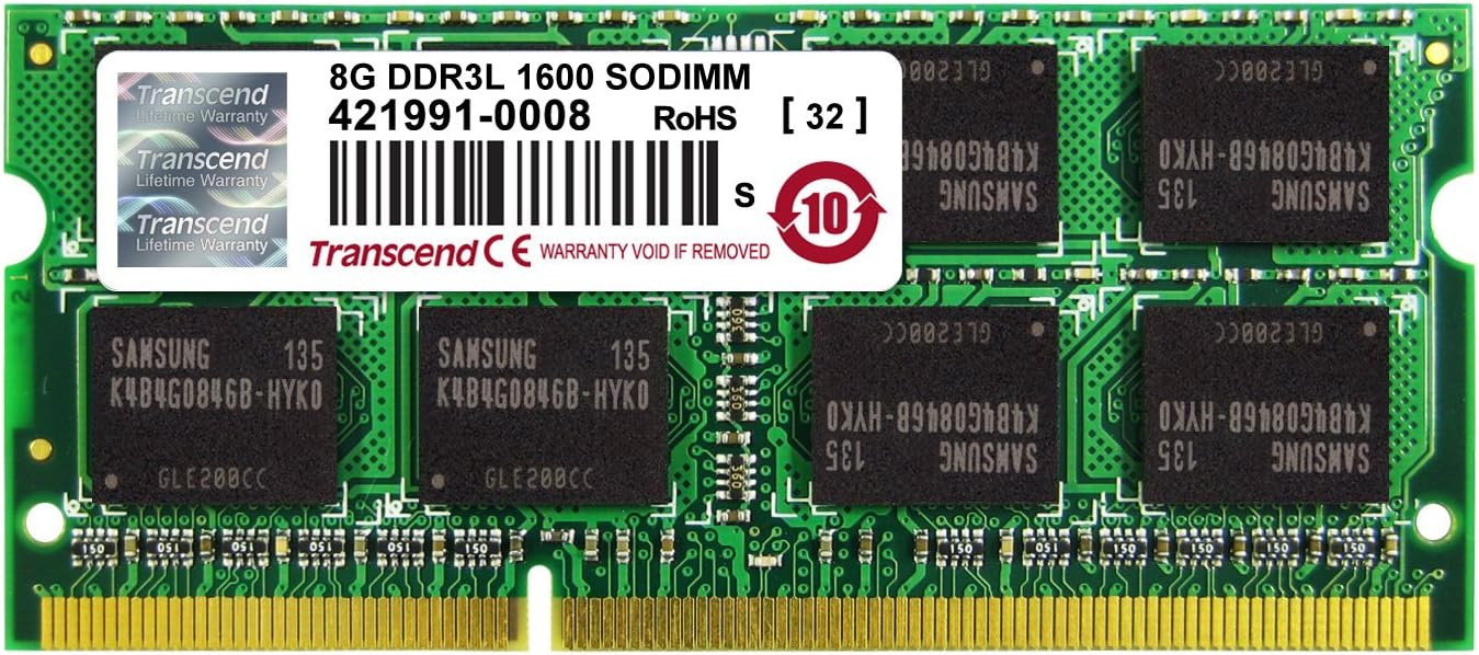 Transcend Ts1gsk64w6h Memoria Ram 8 Gb Ddr3 1600 Mhz Sodimm Per Computer Portatile - Ts1gsk64w6h