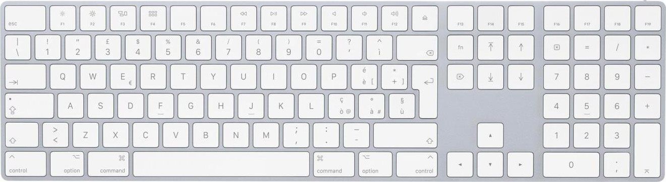 apple mq052t/a tastiera bluetooth wireless senza fili con tastierino numerico colore bianco - mq052t/a magic keyboard