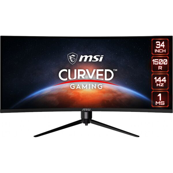 msi mag342cqr monitor gaming curvo 34 (86,4 cm) full hd display: lcd 2 x hdmi 1 x display ports colore nero - optix mag342cqr