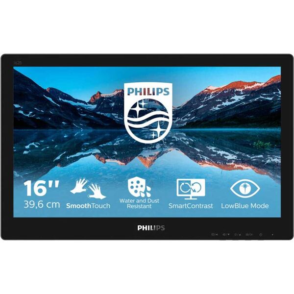 philips 162b9tn/00 monitor pc 15.6 pollici touch hd ready 220 cd/m² risposta 4 ms vga displayports usb hdmi dvi-d colore nero - 162b9tn/00