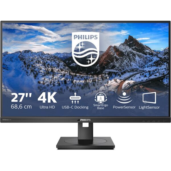philips 279p1/00 monitor led 27 pollici 4k ultra hd luminosità 350 cd/m2 risposta 4ms hdmi displayport - 279p1/00