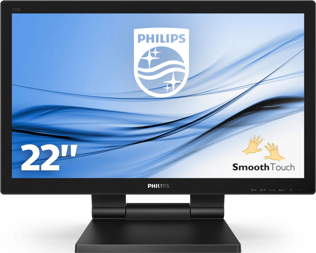 philips 222b9t monitor pc 21.5 full hd touch led luminosità 250 cd/m² contrasto 1000:1 dvi vga hdmi smoothtouch - 222b9t