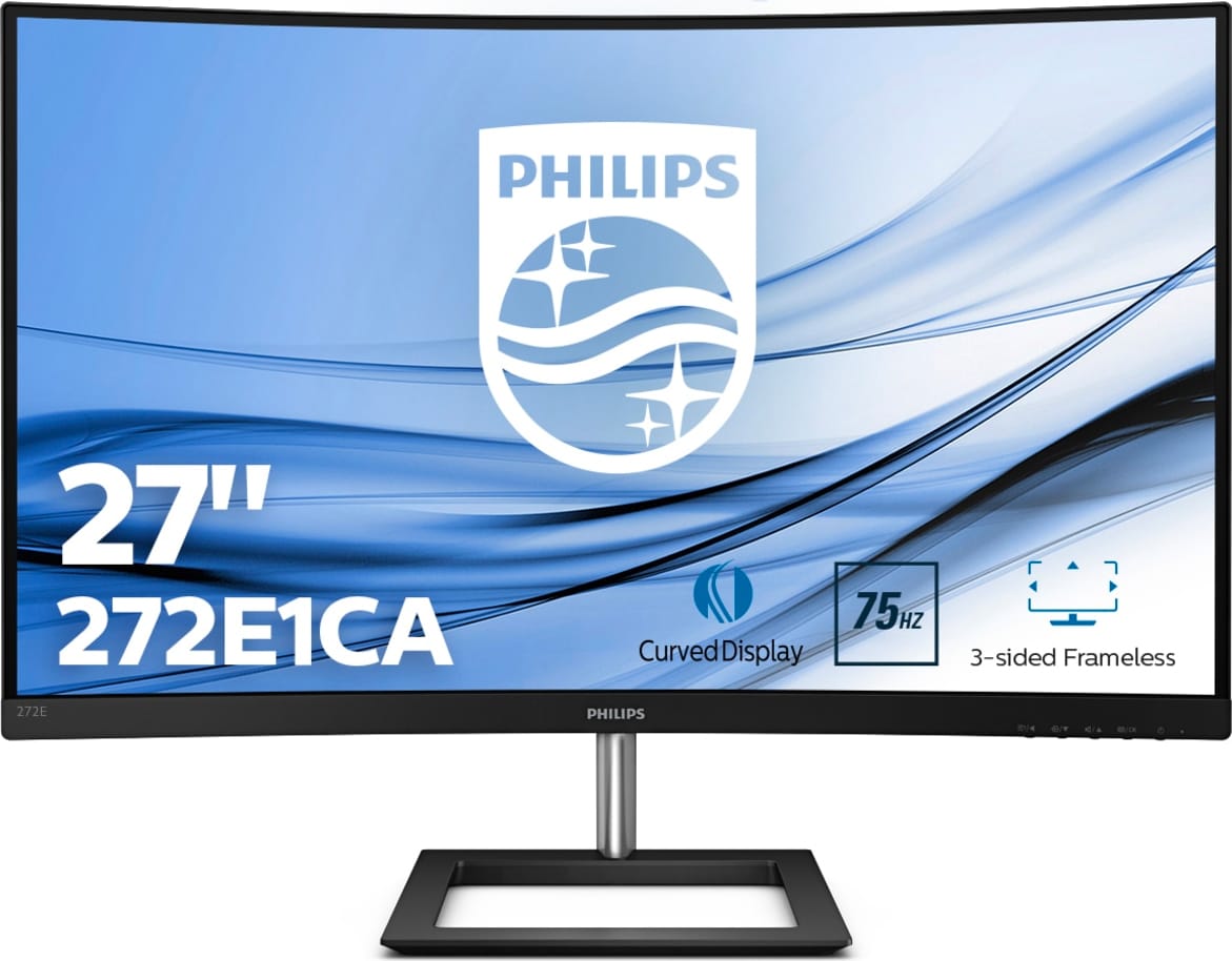 philips 272e1ca monitor pc 27 pollici curvo full hd 1920 x 1080 px luminosità 250 cd/m² contrasto 3000:1 vga hdmi displayport colore nero - 272e1ca e line