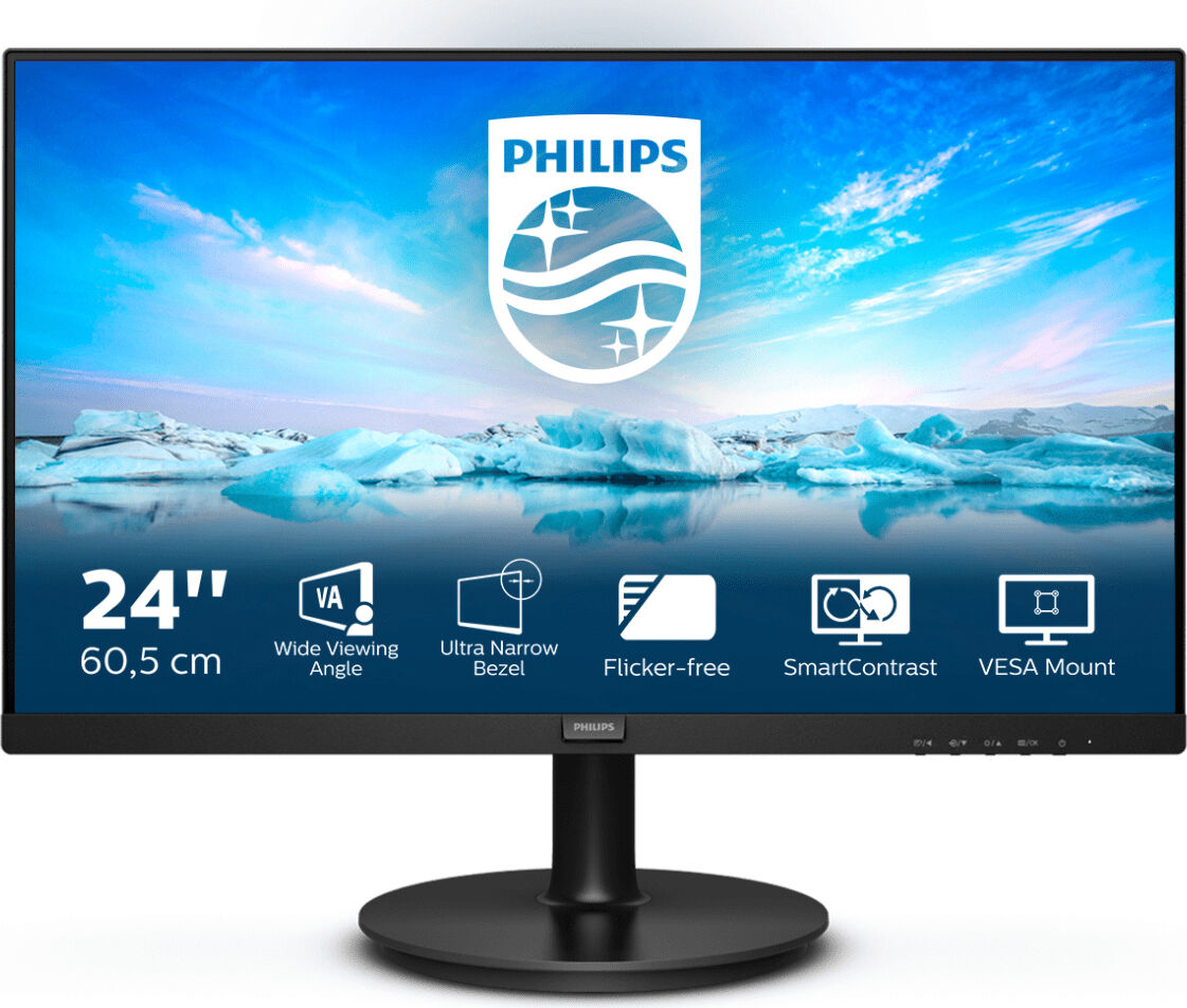 philips 241v8la/00 monitor led 23.8 full hd risoluzione 1920 x 1080 pixel luminosità 250 cd/m² risposta 4 ms hdmi vga - 241v8la/00 v line