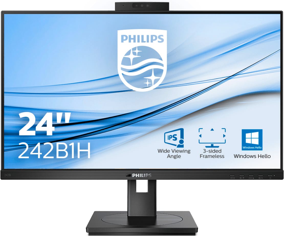 philips 242b1h/00 monitor pc 23.8 led full hd luminosità 250 cd/m² risposta 4 ms hdmi vga dvi displayports - 242b1h/00 b line