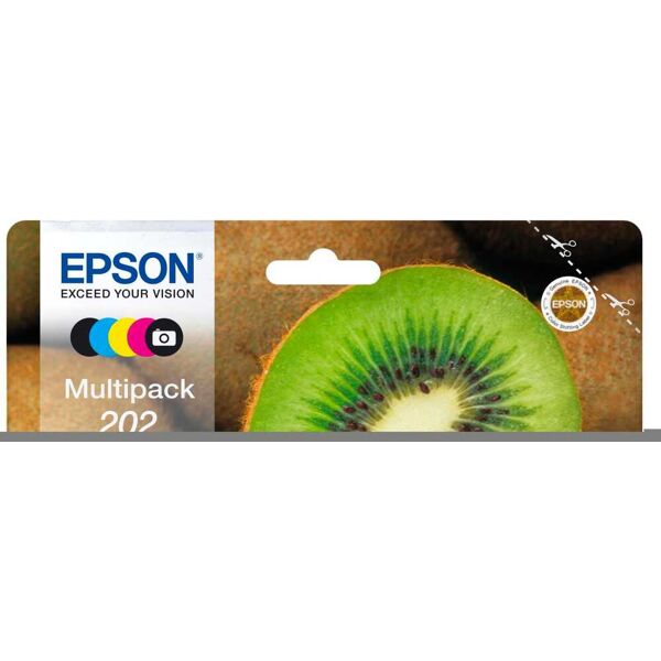 epson c13t02e74010 cartuccia originale multipack nero, ciano, magenta, nero per foto, giallo - kiwi 202 claria premium ink c13t02e74010