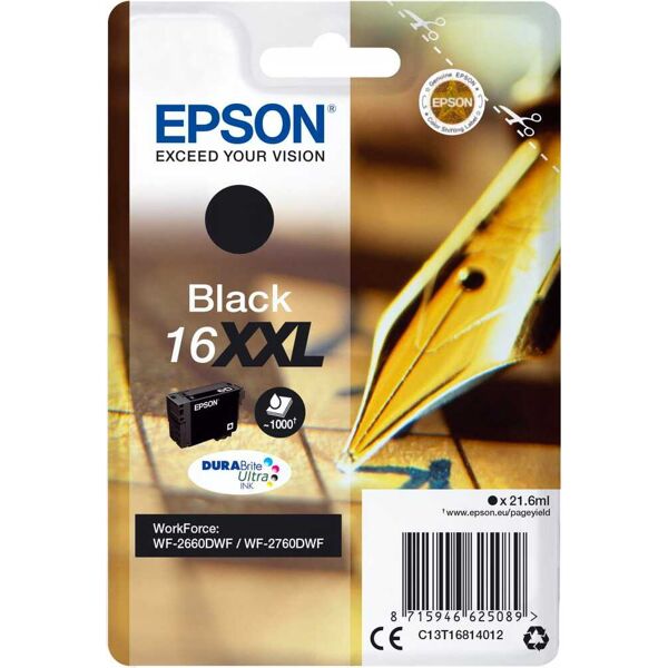 epson c13t16814012 cartuccia originale inkjet colore nero compatibile con workforce wf-2760dwf / workforce wf-2660dwf - c13t16814012