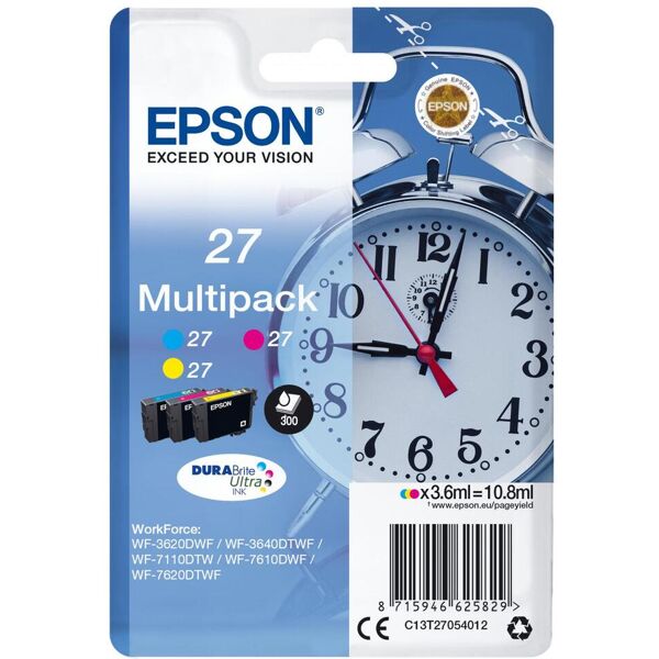 epson c13t27054012 cartuccia originale inchiostro per stampante wf-3620dwf / wf-7620dtwf colore ciano / magenta / giallo 27 - c13t27054012